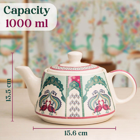 Peagal Ceramic Tea Set With 6 Cups and Kettle