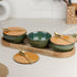 Glam Green Ceramic Bowl Serving Set 3 Bowls, 1 Tray, 3 Spoon and 3 Coaster