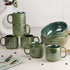 Glam Green Ceramic 2 Snack Bowl & 6 Tea Cup Combo