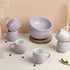 Solid Lavender Ceramic 2 Snack Bowl & 6 Tea Cup Combo