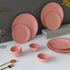 Spiral Pink Ceramic Dinner Set 12 Piece for Family of 4
