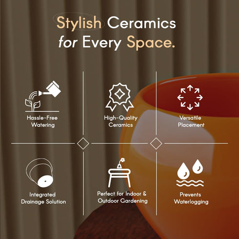 Orange Ceramic Clay Pots - The Earth Store - Planter