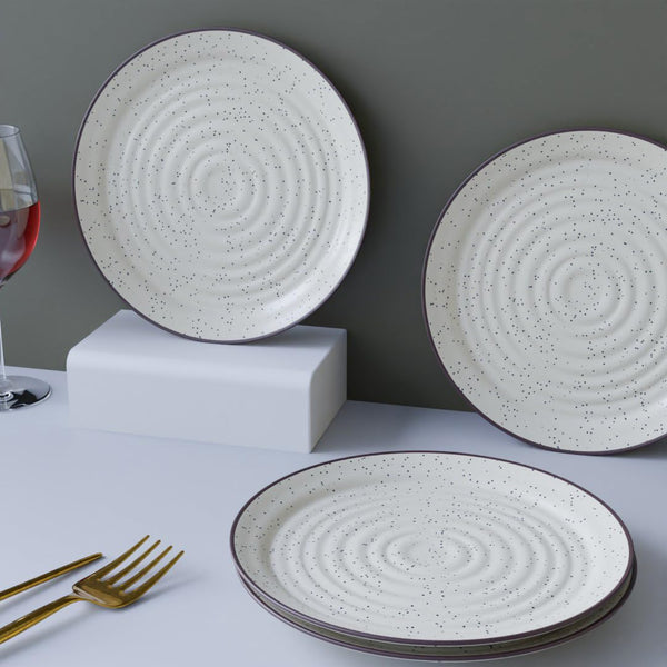Spiral White Ceramic Quarter Plates Set of 4 – Versatile Snack Plates