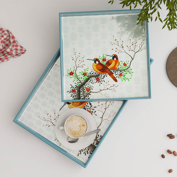 Birds Wooden Serving Tray Set of 2