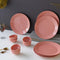 Spiral Pink Ceramic Dinner Set 12 Piece for Family of 6
