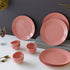 Spiral Pink Ceramic Dinner Set 12 Piece for Family of 6