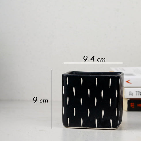 Dash Black Square Ceramic Clay Pots - The Earth Store - Planter