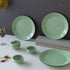 Spiral Green Ceramic Dinner Set 8 Piece for Family of 4 | Plates & Bowls | Microwave & Dishwasher Safe