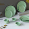 Spiral Green Ceramic Dinner Set 12 Piece for Family of 4