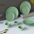 Spiral Green Ceramic Dinner Set 12 Piece for Family of 4