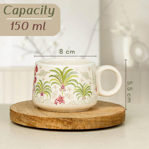 Tropical Morning Ceramic Tea Kettle Cup Set of 6