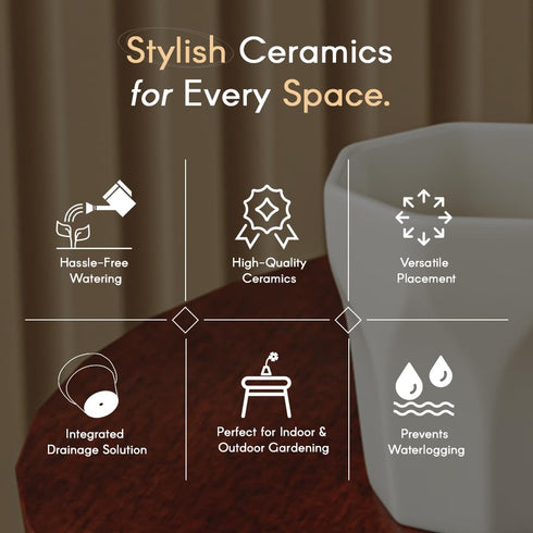 White Diamond Ceramic Planter - The Earth Store - Planter