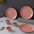Spiral Pink Ceramic Dinner Set 8 Piece for Family of 4