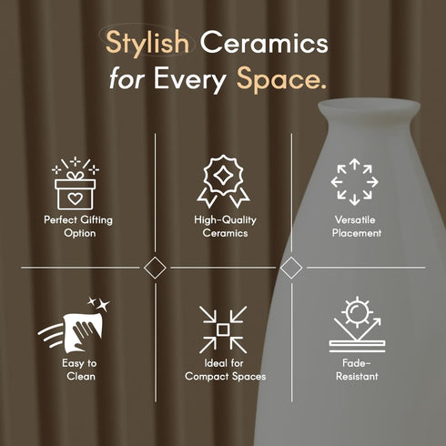 White Bottle Ceramic Flower Vase - The Earth Store - Vase