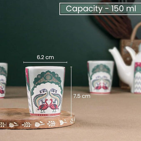 Peagal Glass Ceramic Tea Set with Kettle (6 Cups & 1 Kettle)