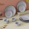 Glossy Grey Marble Ceramic Dinner Set 12 Piece for Family of 4