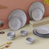 Glossy Grey Marble Ceramic Dinner Set 12 Piece for Family of 4