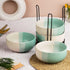 Tritone Green Ceramic Bowl Set of 4 with Metal Stand (500ml)