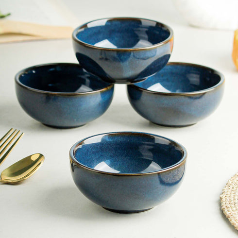 Galaxy Blue Ceramic Vegetable Bowl Set of 4, 150 ML