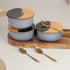 Grey Fringe Ceramic Bowl Serving Set 3 Bowls, 1 Tray, 3 Spoon and 3 Coaster