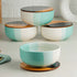 Green Matte Ceramic Bowl Set of 4 – 500ML with Lid