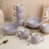 Solid Lavender Ceramic 2 Snack Bowl & 6 Tea Cup Combo