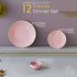 Pink Marble Ceramic Dinner Set 12 Piece for Family of 4