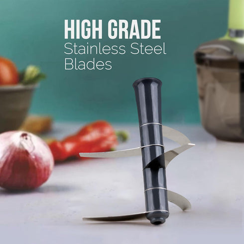 Manual Push Chopper with 3 Blades & Whisker