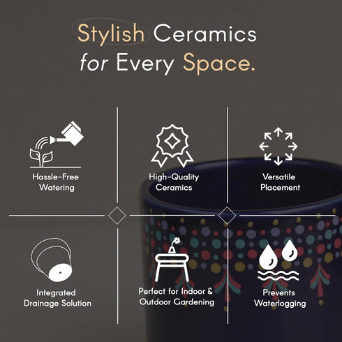 Cylindrical Ceramic Tribal Dotted Planter - The Earth Store - Vase