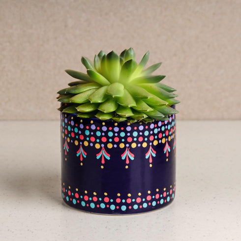 Cylindrical Ceramic Tribal Dotted Planter - The Earth Store - Vase