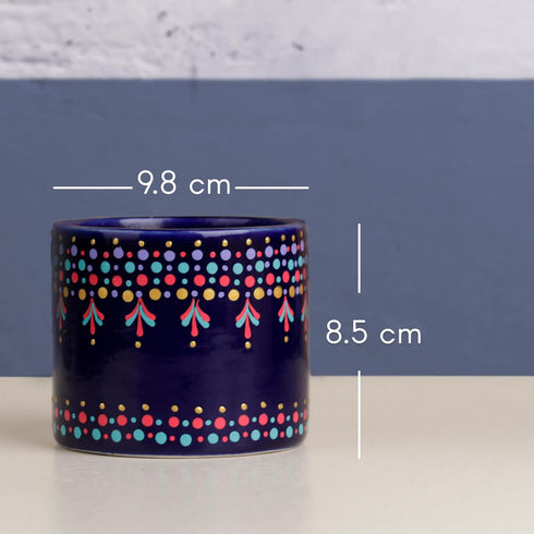 Cylindrical Ceramic Tribal Dotted Planter - The Earth Store - Vase