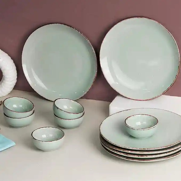 Mint Marble 12-Piece Ceramic Dinner Set For 6