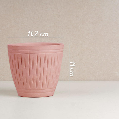 Conical Pink Carved Ceramic Planter - The Earth Store - Planter