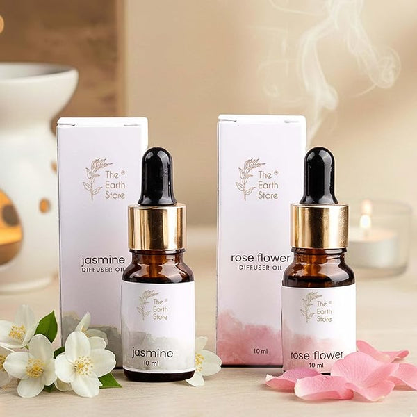 Jasmine & Rose Aroma Diffuser Oil Set (10ml Each) – Elegant Floral Duo