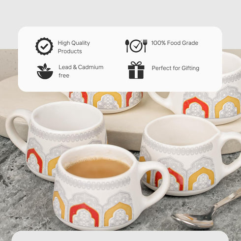 Imperial Ceramic Tea Cup Set of 6, 150 ML - The Earth Store - Tea Cups