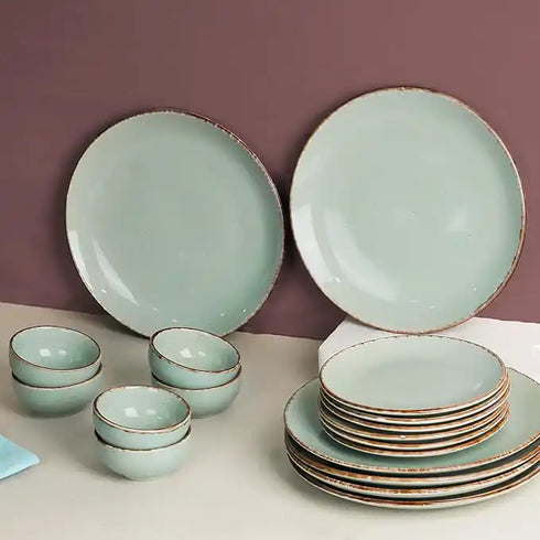 Mint Marble 18-Piece Ceramic Dinner Set For 6