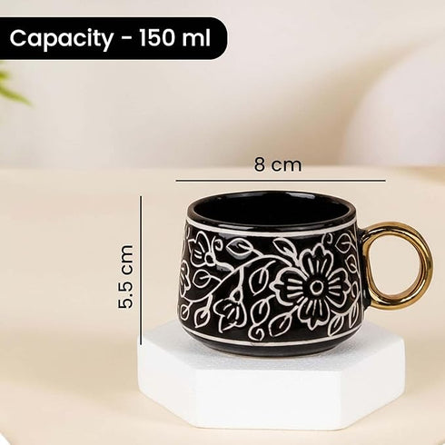 Black Artvine Ceramic Tea Set with Kettle (6 Cups)