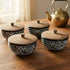 Black Artvine Ceramic Bowl Set with Wooden Lids (4 Pcs)