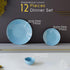 Sky Blue Marble Ceramic Dinner Set 12 Piece for Family of 4