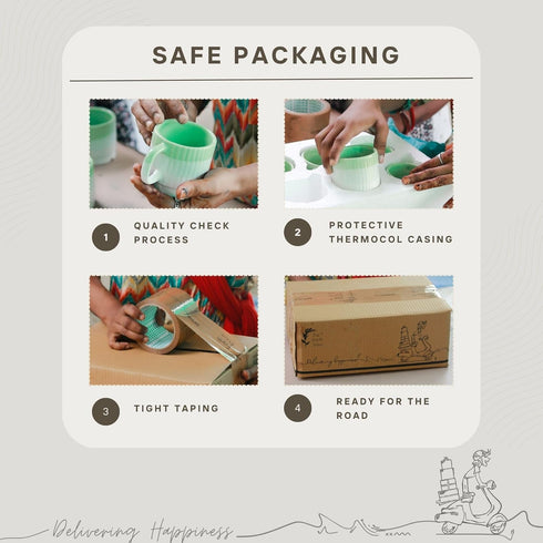 Peagal Glass Ceramic Tea Set with Kettle (6 Cups & 1 Kettle)