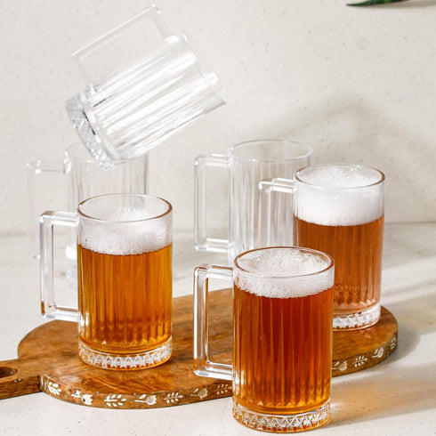 Glass Beer Mug Set of 6, 300 ML