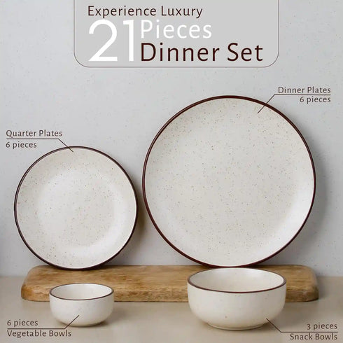 Creme Matte 18-Piece Ceramic Dinner Set For 6