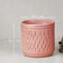 Pink Carved Cylindrical Ceramic Planter - The Earth Store - Planter