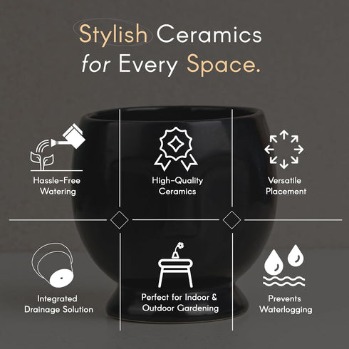 Black Human Face Ceramic Planter - The Earth Store - Vase