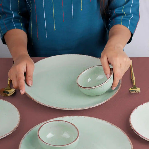 Mint Marble 18-Piece Ceramic Dinner Set For 6