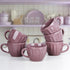 Magenta Frosted Ceramic Tea Cup Set of 6, 150ML