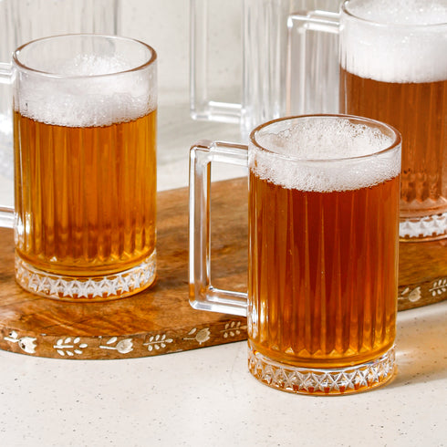 Lined Tall Glass Beer Mugs Set of 2, 300 ML