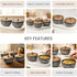 Black Artvine Ceramic Bowl Set with Wooden Lids (4 Pcs)