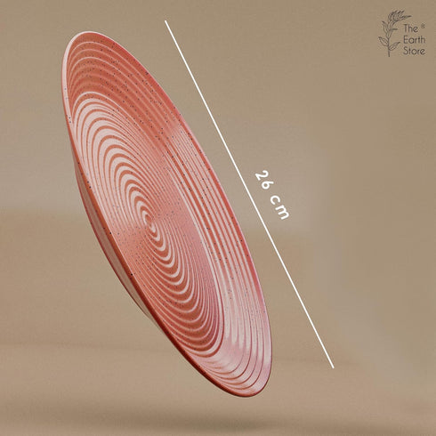 Spiral Pink Ceramic Dinner Set 8 Piece for Family of 4