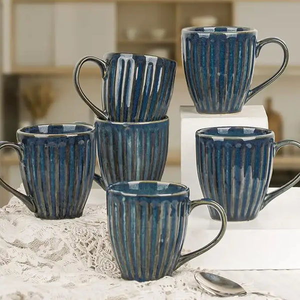 Glam Blue Studio Ceramic Coffee Mugs Set of 6